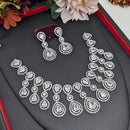 Aamrapali Rhodium Finish Statement American Diamond Necklace Set