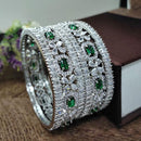 Aamrapali Glamorous Rhodium Coated Shimmering American Diamond Bangles Set