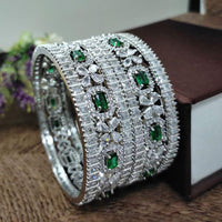 Aamrapali Glamorous Rhodium Coated Shimmering American Diamond Bangles Set