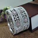 Aamrapali Glamorous Rhodium Coated Shimmering American Diamond Bangles Set