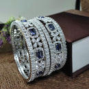 Aamrapali Glamorous Rhodium Coated Shimmering American Diamond Bangles Set