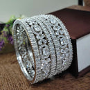 Aamrapali Glamorous Rhodium Coated Shimmering American Diamond Bangles Set
