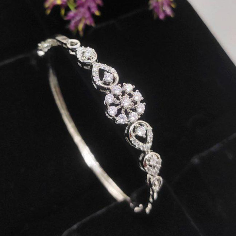 Aamrapali Modern Rhodium Plated Austrian Stone Wrist Bracelet