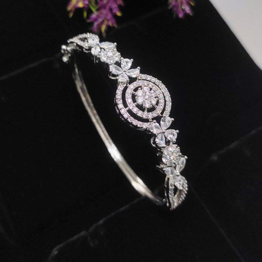 Aamrapali Modern Rhodium Plated Austrian Stone Wrist Bracelet