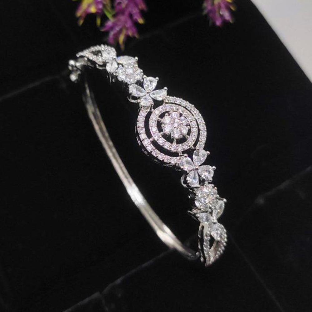 Aamrapali Modern Rhodium Plated Austrian Stone Wrist Bracelet