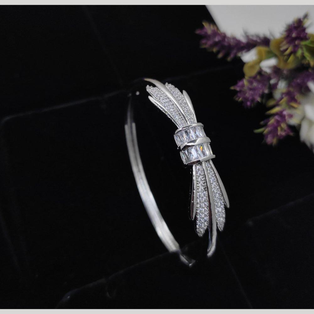 Aamrapali Modern Rhodium Plated Austrian Stone Wrist Bracelet