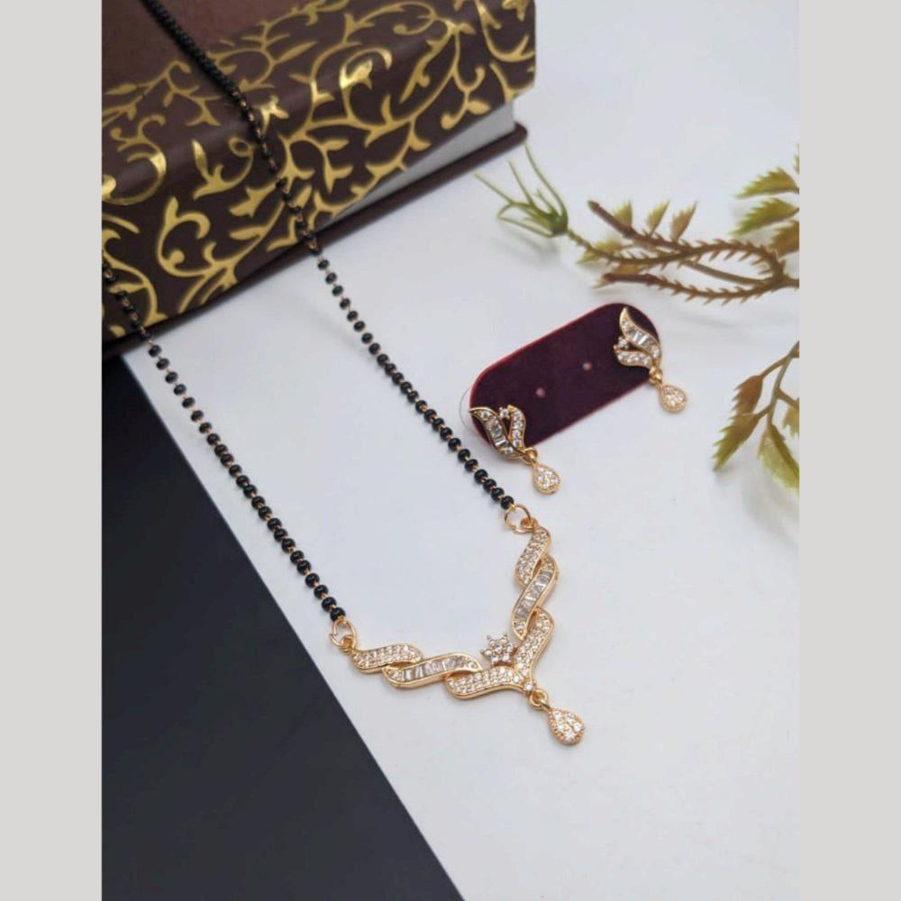 Aamrapali Designer Austrian Stone And Black Beads Mangalsutra Set