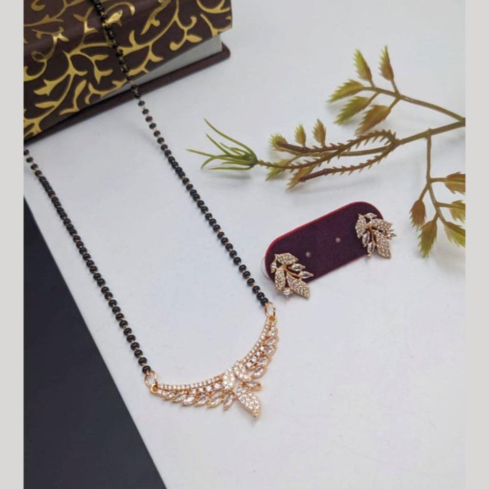 Aamrapali Designer Austrian Stone And Black Beads Mangalsutra Set