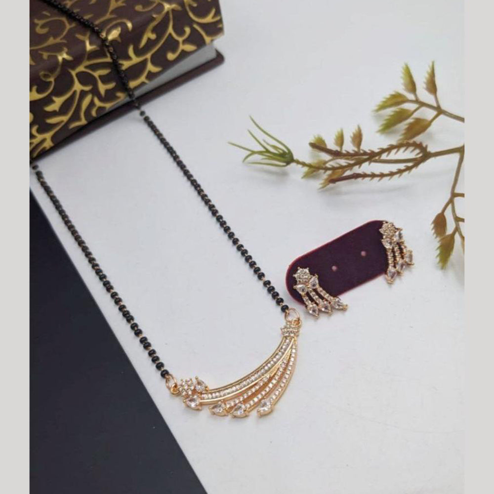Aamrapali Designer Austrian Stone And Black Beads Mangalsutra Set