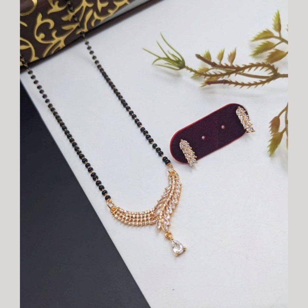 Aamrapali Designer Austrian Stone And Black Beads Mangalsutra Set