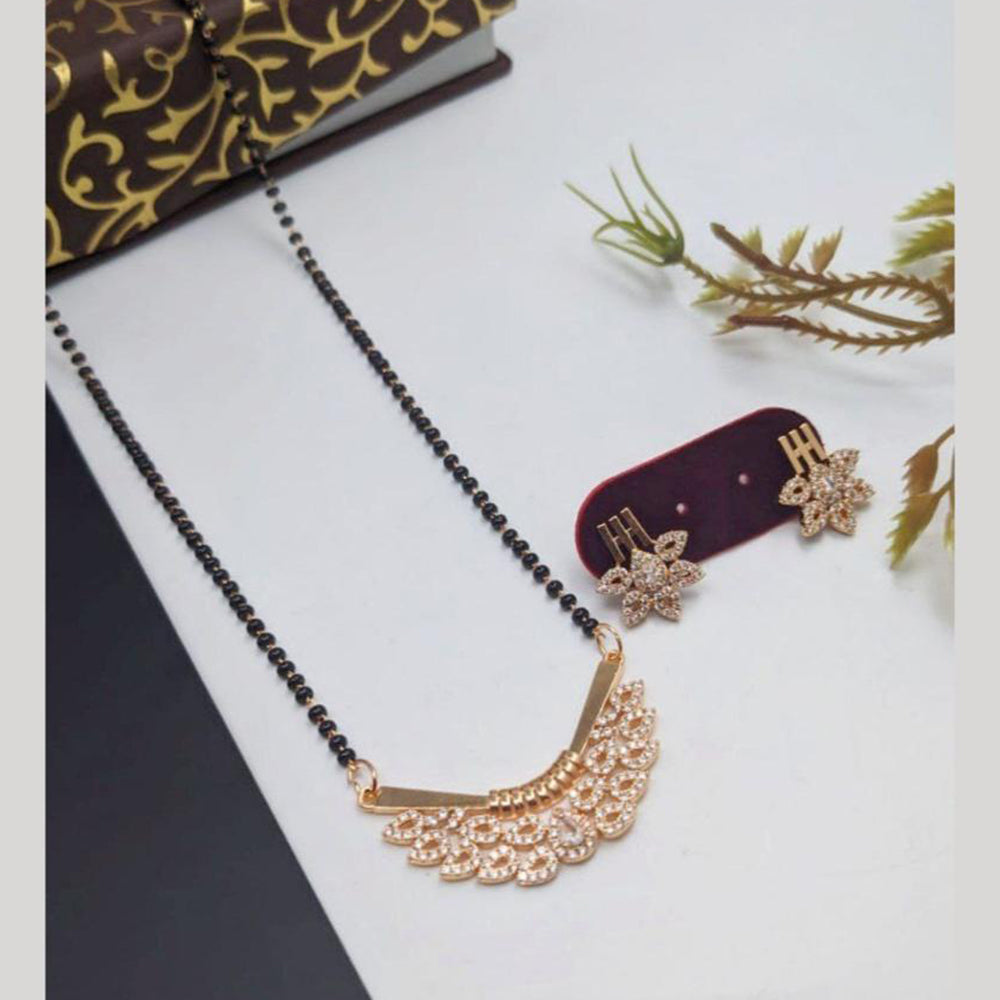Aamrapali Designer Austrian Stone And Black Beads Mangalsutra Set