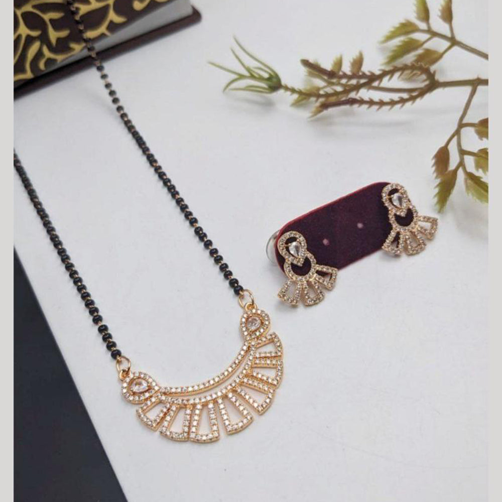 Aamrapali Designer Austrian Stone And Black Beads Mangalsutra Set