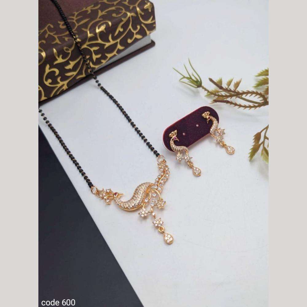Aamrapali Designer Austrian Stone And Black Beads Mangalsutra Set