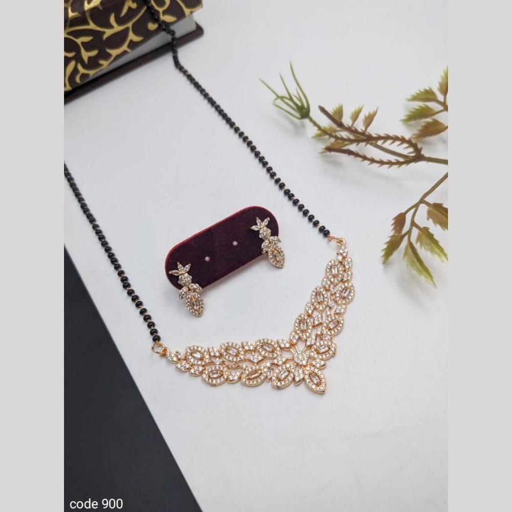 Aamrapali Designer Austrian Stone And Black Beads Mangalsutra Set