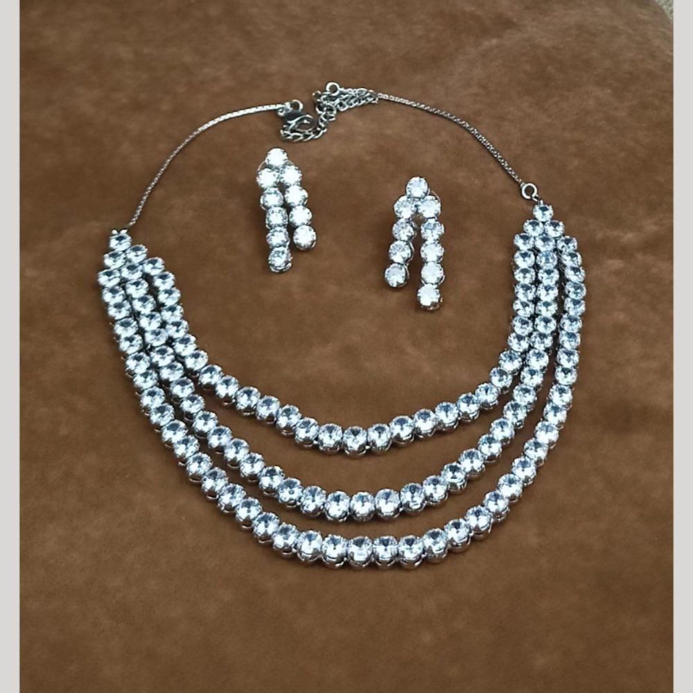Aamrapali Designer Rhodium Plated Austrian Stone Necklace Set