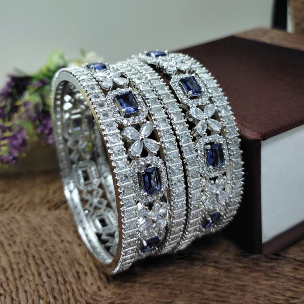 Aamrapali Rhodium Plated Designer American Diamond Bangles