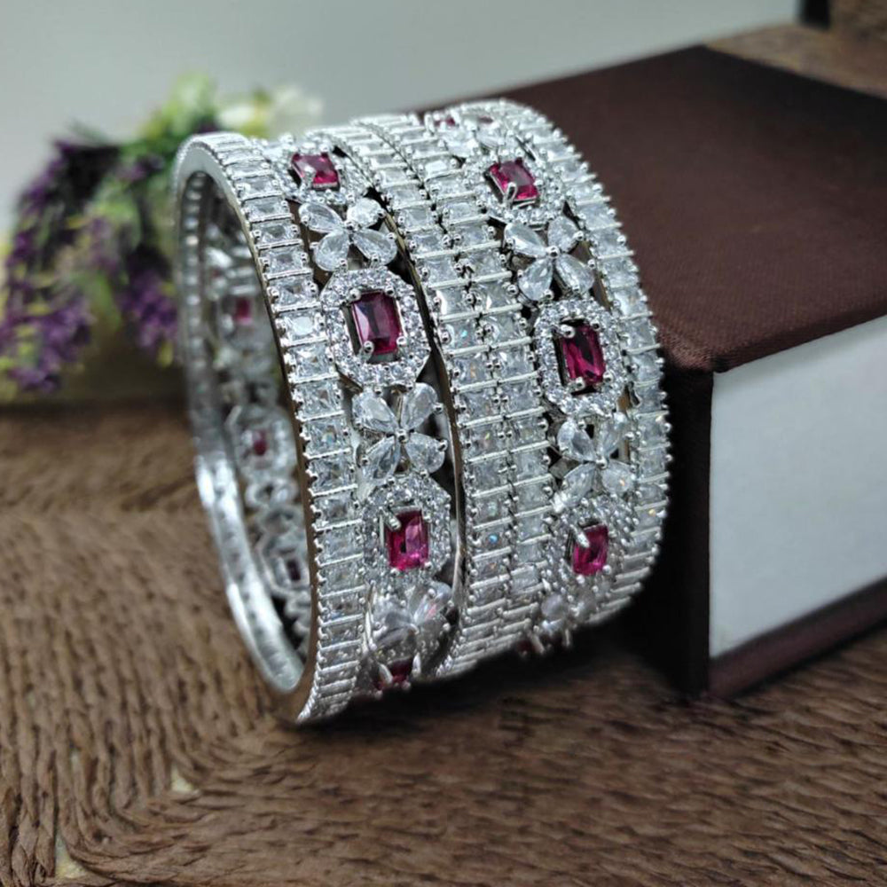 Aamrapali Rhodium Plated Designer American Diamond Bangles