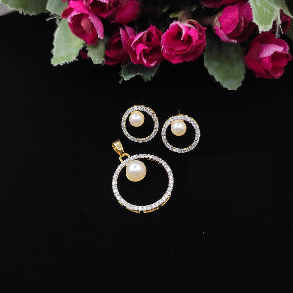 Aamrapali  Austrian Stone and Pearl Pendent Set