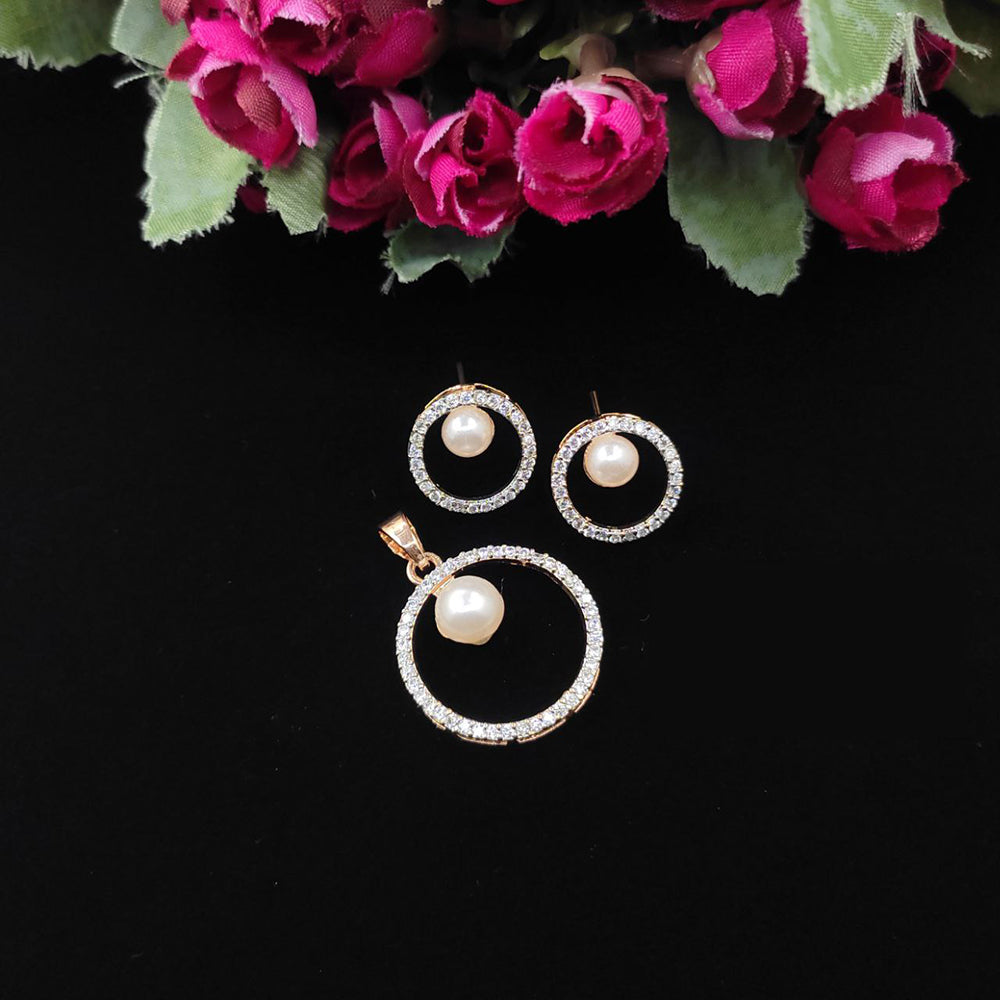Aamrapali  Austrian Stone and Pearl Pendent Set