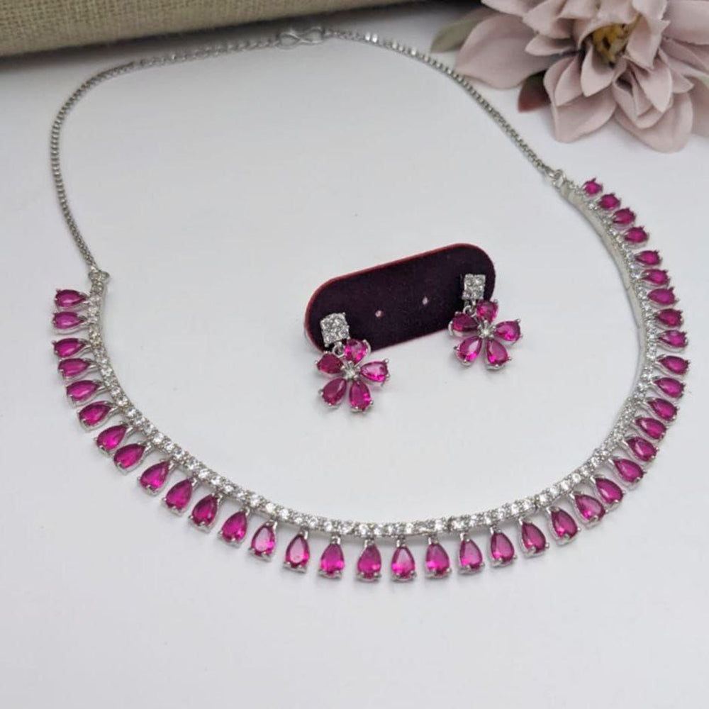 Aamrapali Elegant Teardrop Necklace and Floral Earrings Set  