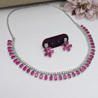 Aamrapali Elegant Teardrop Necklace and Floral Earrings Set  