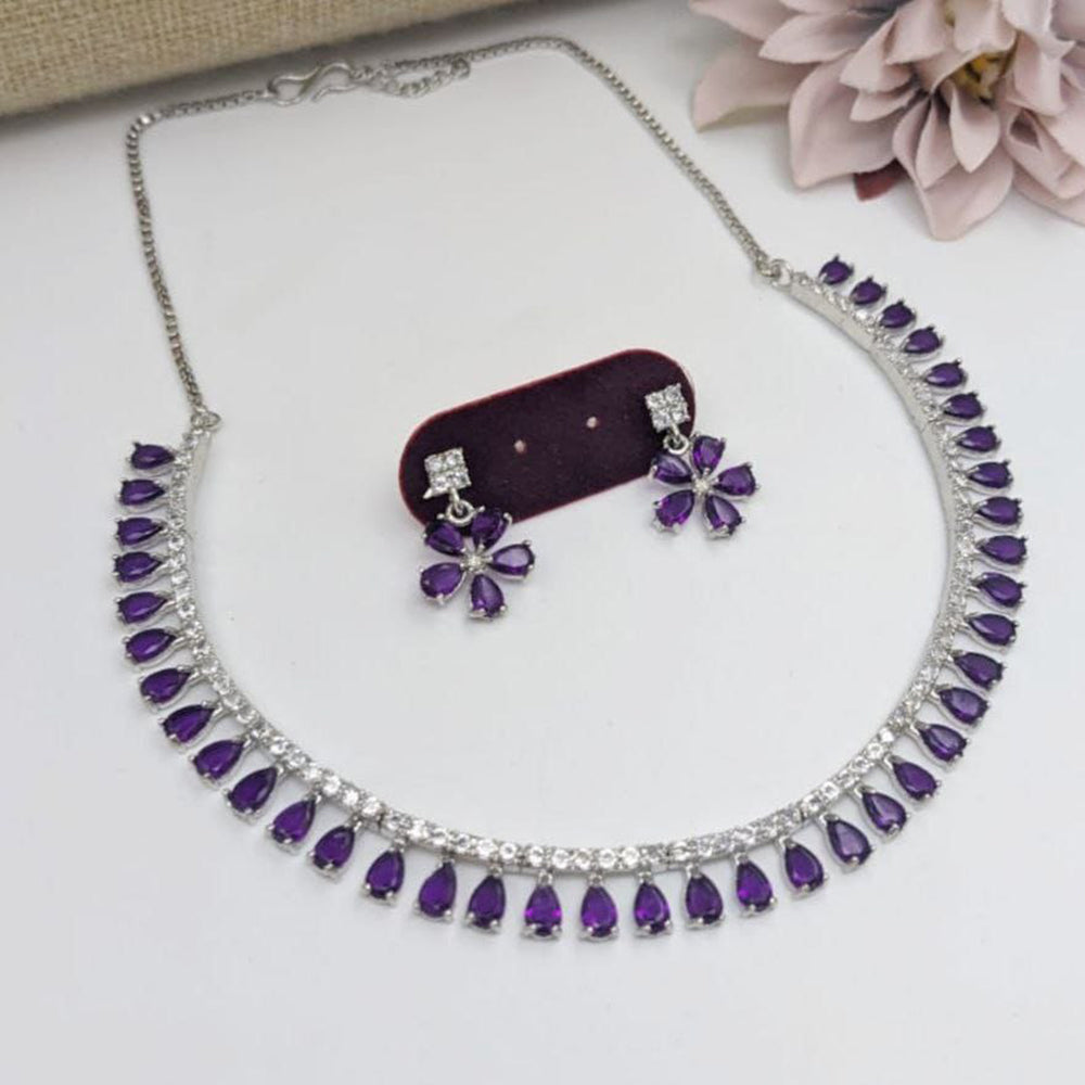 Aamrapali Elegant Teardrop Necklace and Floral Earrings Set