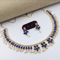 Aamrapali Delicate Pearl Accented Necklace and Matching Earrings