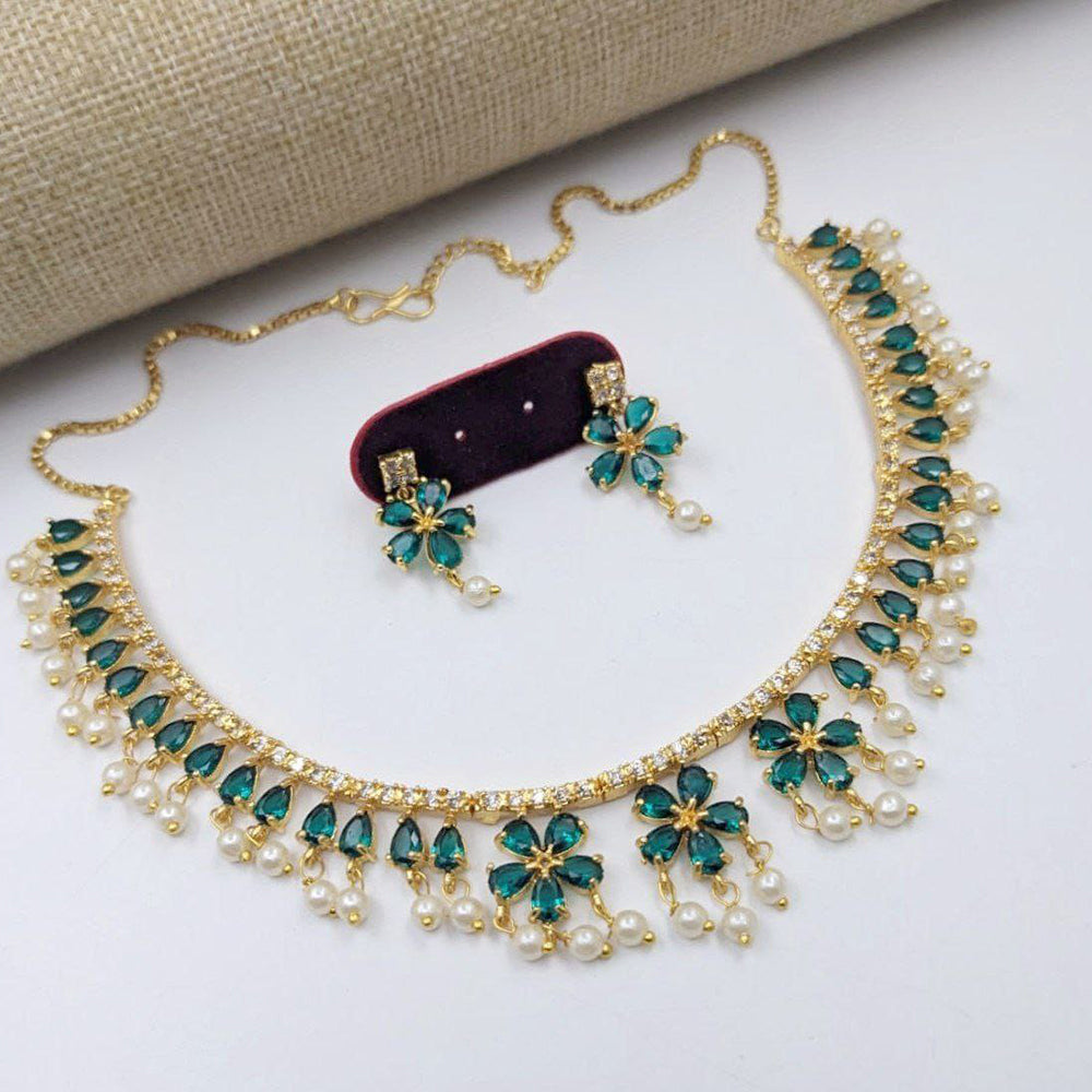 Aamrapali Delicate Pearl Accented Necklace and Matching Earrings