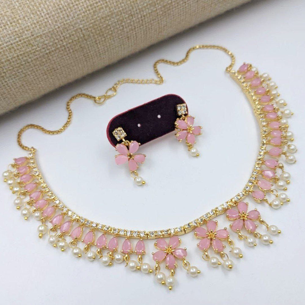 Aamrapali Delicate Pearl Accented Necklace and Matching Earrings