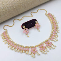 Aamrapali Delicate Pearl Accented Necklace and Matching Earrings