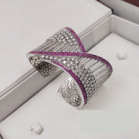 Aamrapali American Diamond Sparkling Modern and Twisted Emerald Bracelet