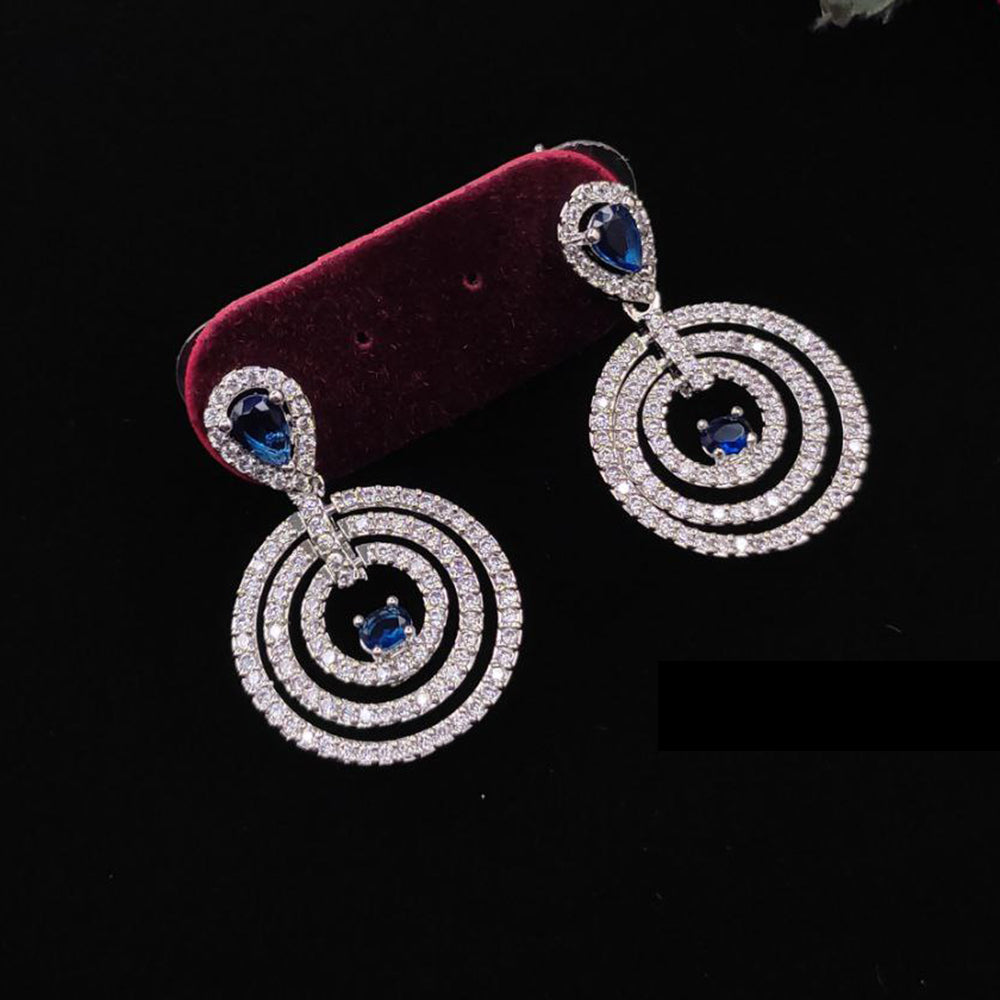 Aamrapli American Diamond Circular Motif Dangler Earrings 