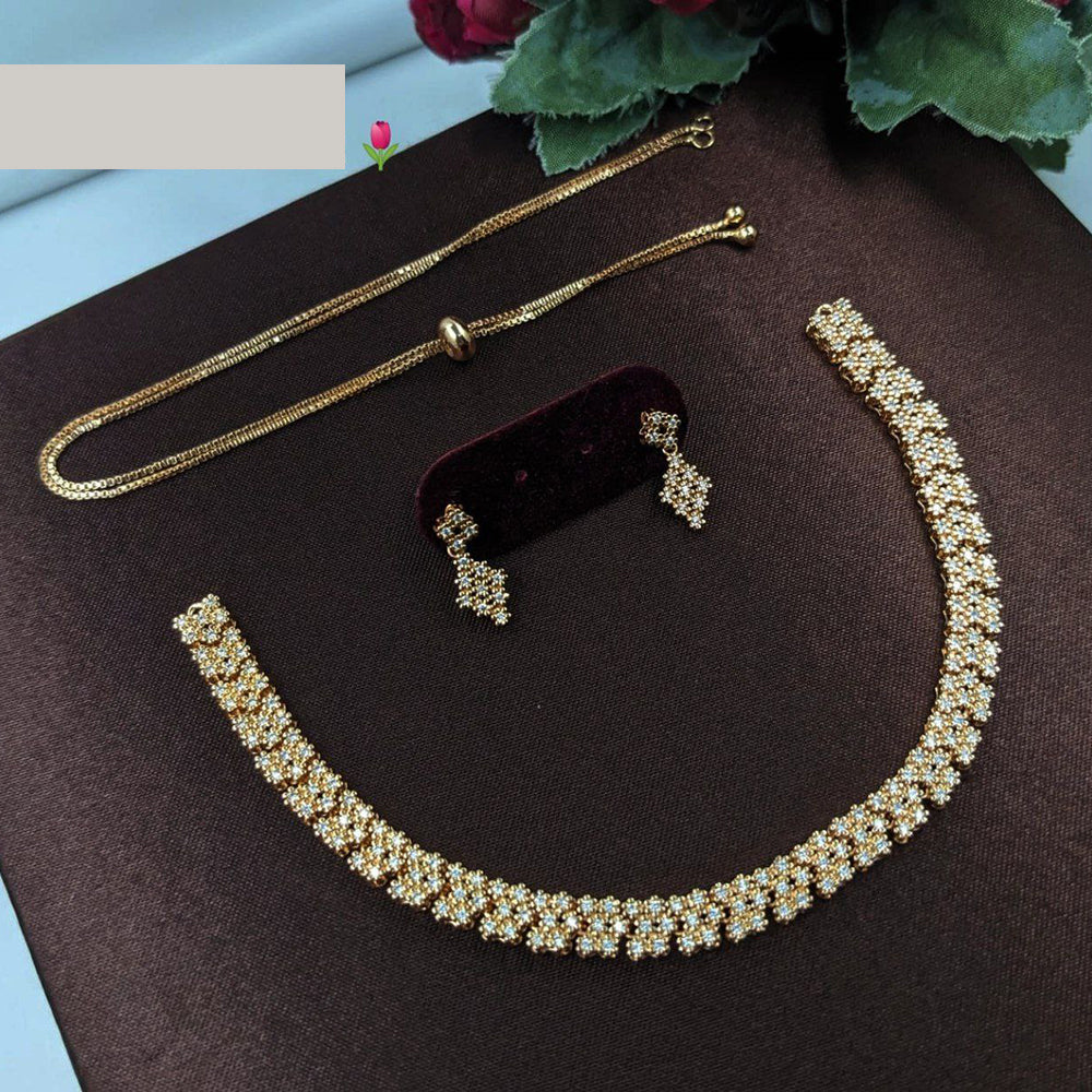 Aamrapli Elegant Austrian Stone Designer Necklace Set with Matching Earrings