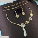Aamrapli Modern Floral Design American Diamond Necklace Set