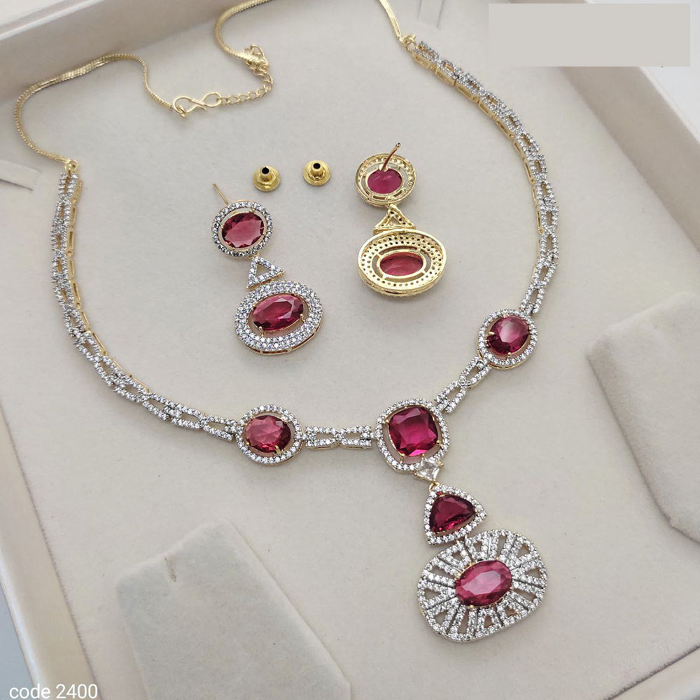 Aamrapli Royal Majestic Statement American Diamond Necklace Set