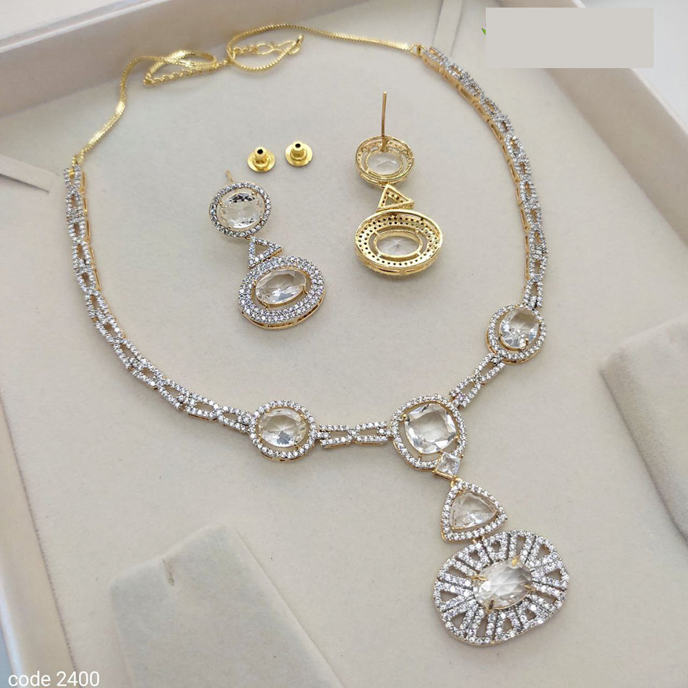 Aamrapli Royal Majestic Statement American Diamond Necklace Set