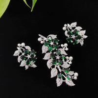 Aamrapali Premium Rhodium Plated American Diamond Chain Pendant Set