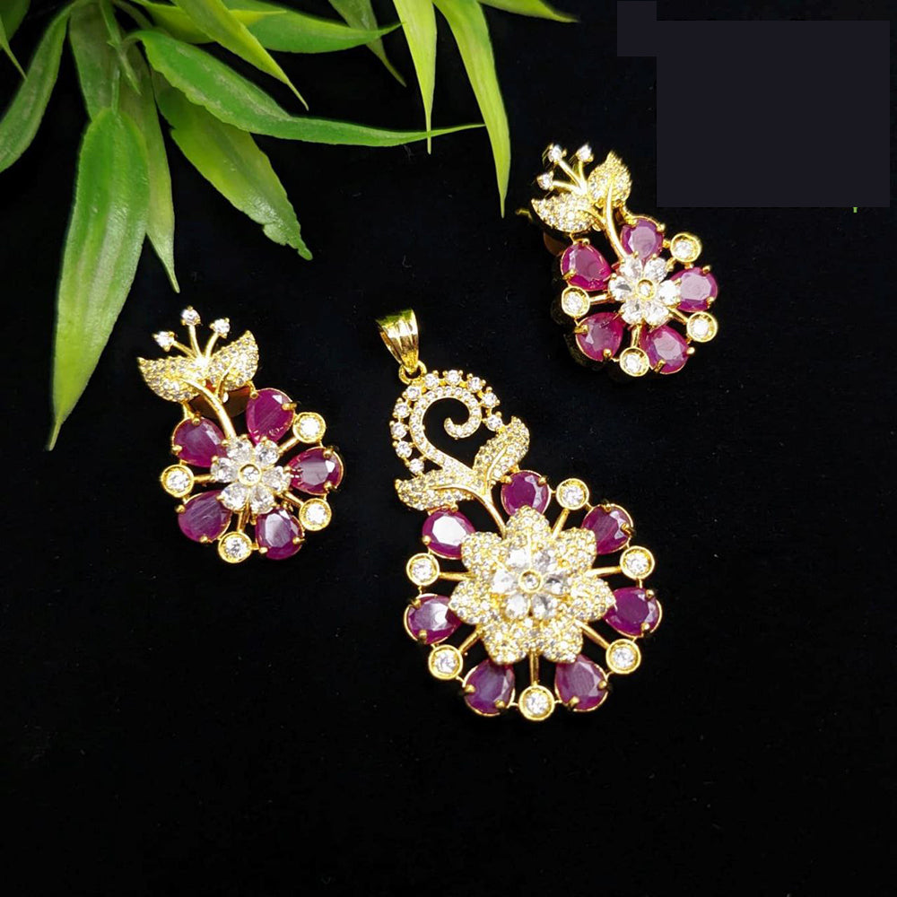 Aamrapali Premium American Diamond Chain Pendant Set