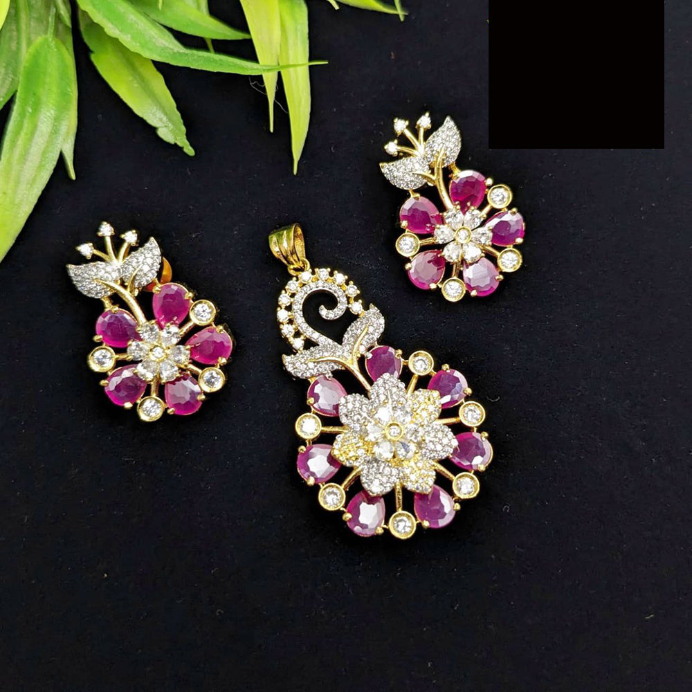 Aamrapali Premium American Diamond Chain Pendant Set
