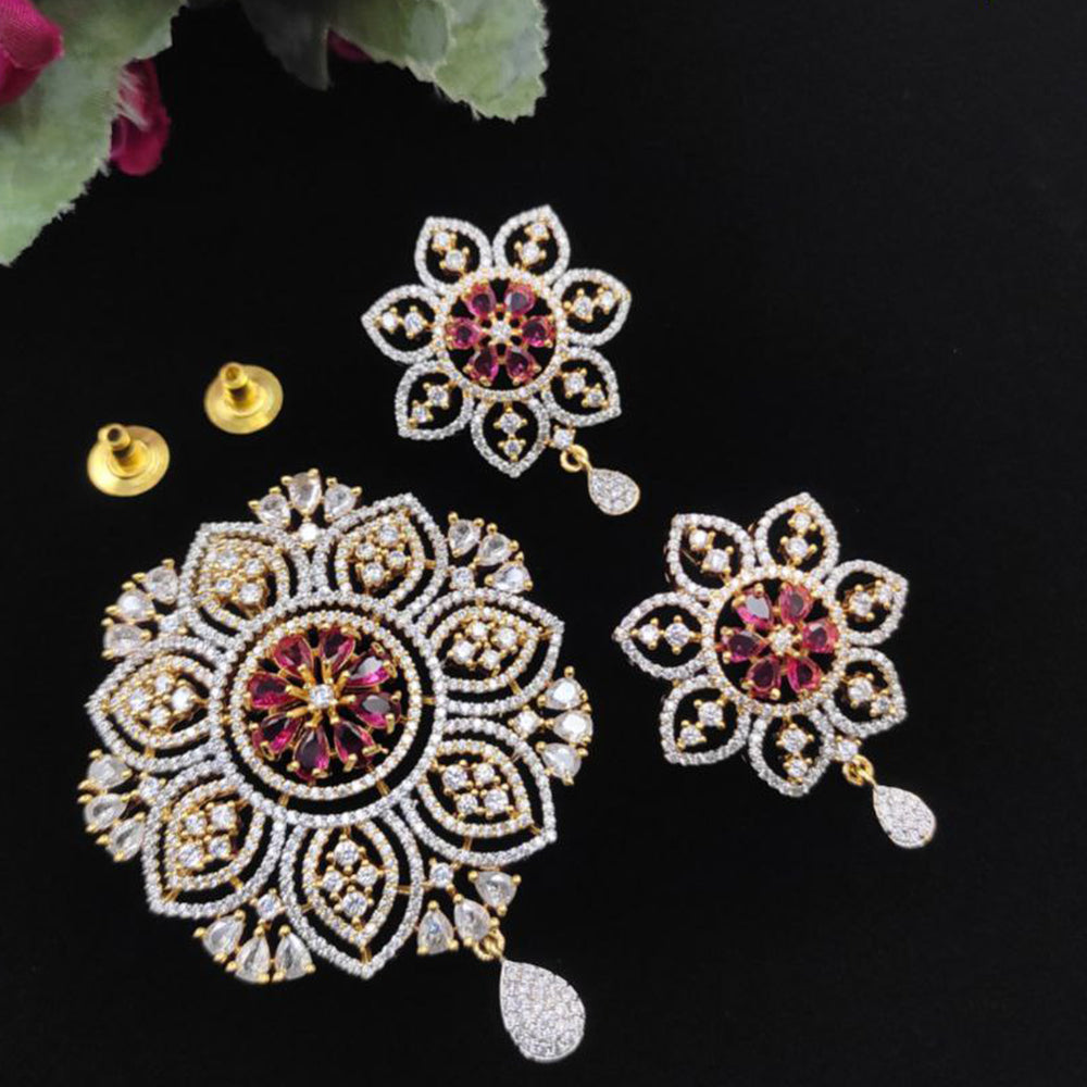 Aamrapali Premium American Diamond Chain Pendant Set