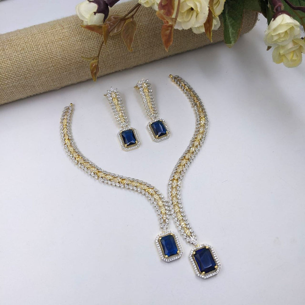 Aamrapali Designer Dual Tone Plated Crystal And Austrian Stone Necklace Set