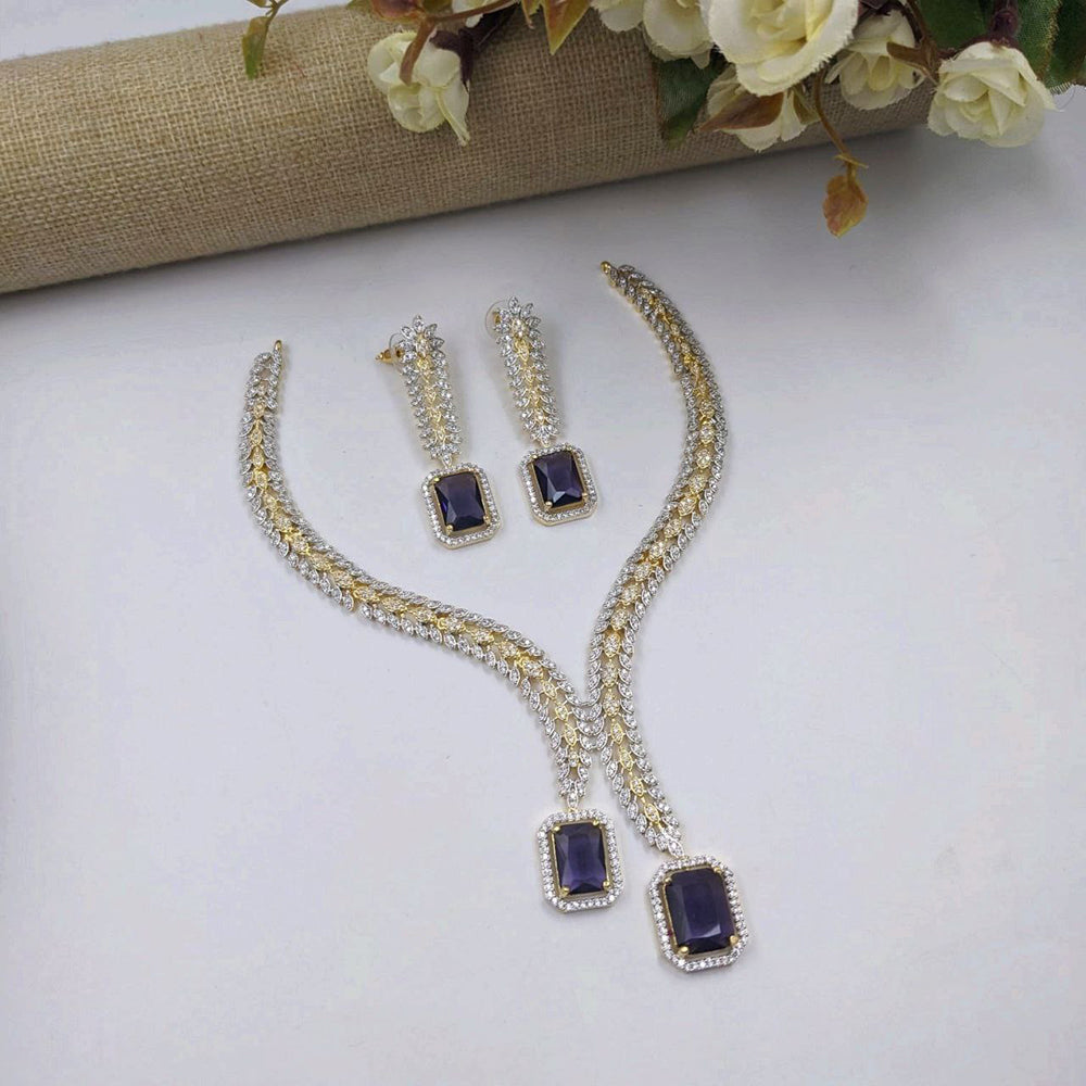 Aamrapali Designer Dual Tone Plated Crystal And Austrian Stone Necklace Set