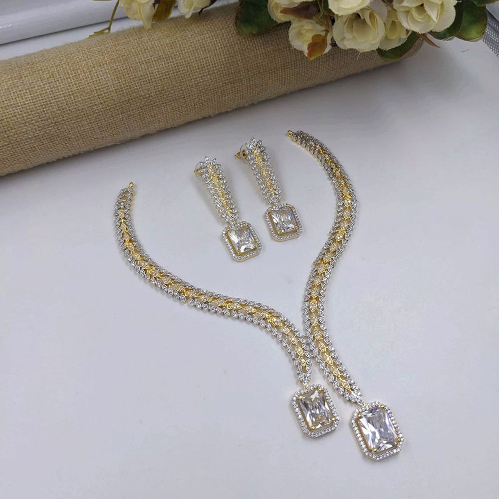Aamrapali Designer Dual Tone Plated Crystal And Austrian Stone Necklace Set