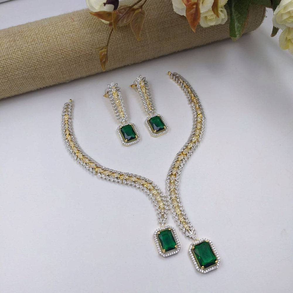 Aamrapali Designer Dual Tone Plated Crystal And Austrian Stone Necklace Set