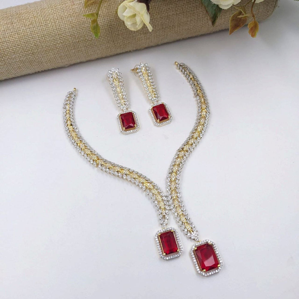 Aamrapali Designer Dual Tone Plated Crystal And Austrian Stone Necklace Set