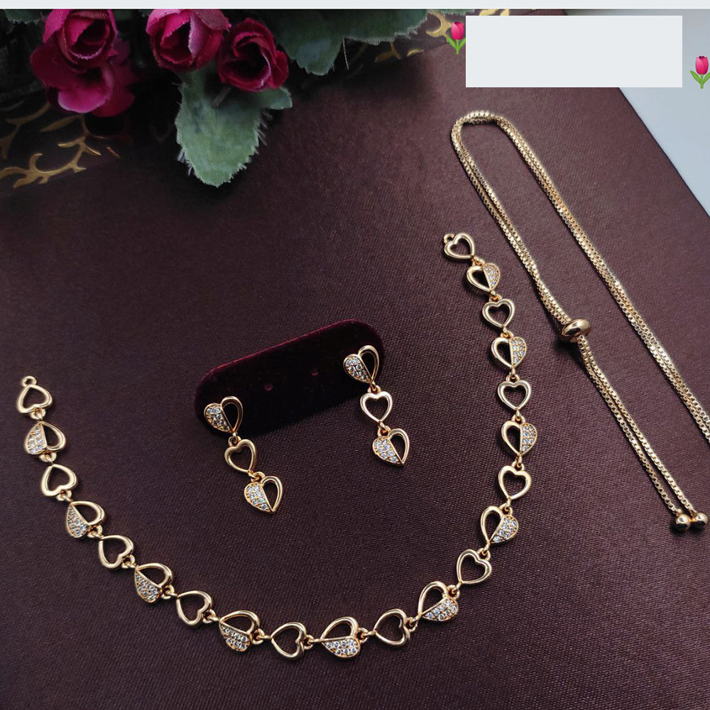 Aamrapali Glamorous Austrian Stone Heart Shape Necklace Set