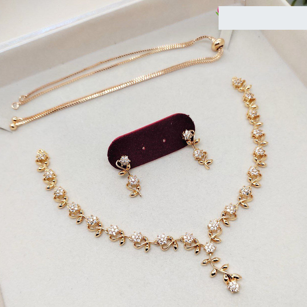 Aamrapali Glamorous Austrian Stone Leaf Design Necklace Set
