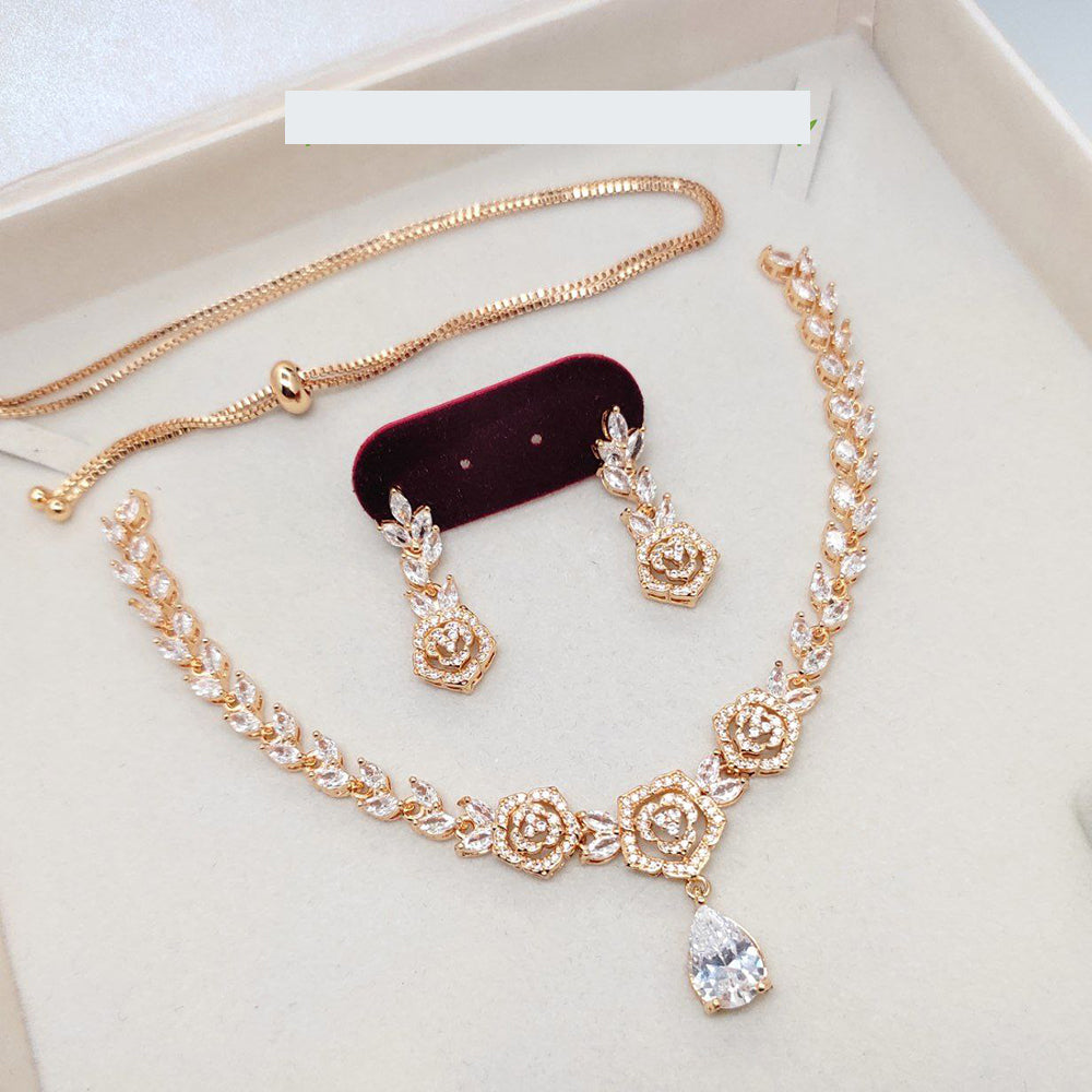 Aamrapali Stylish Glamorous Dubai Design Crystal And Austrian Stone Necklace Set