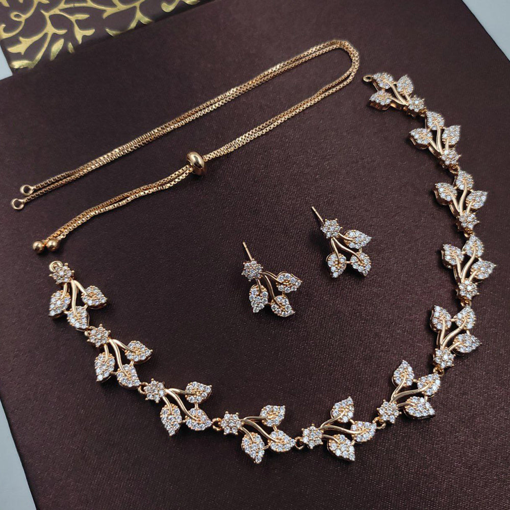 Aamrapali Glamorous Austrian Stone Leaf Design Necklace Set