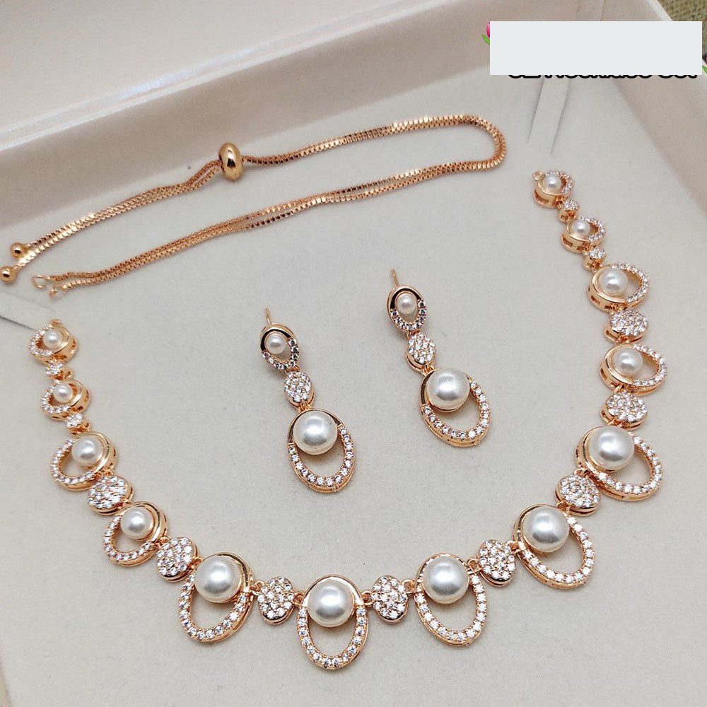 Aamrapali Glamorous Austrian Stone And Pearl Necklace Set